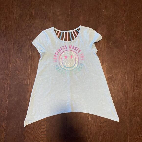 Justice Other - 🎉Justice Girl's Sparkly Preppy Blue Tee Shirt NWOT